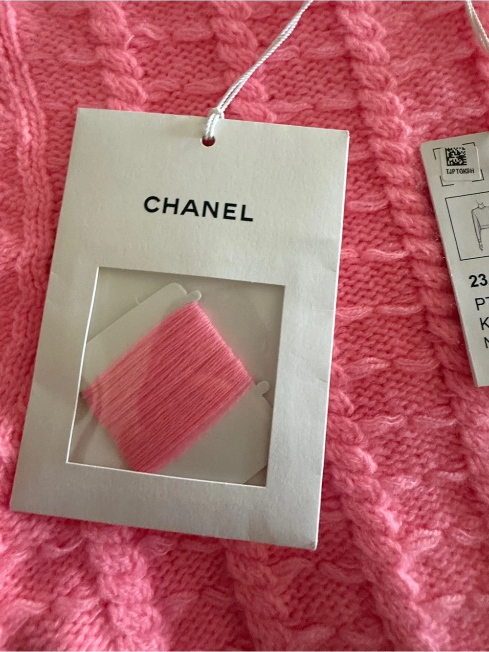NEW CHANEL Barbie Pink Cable-Pattern Crewneck Sweater